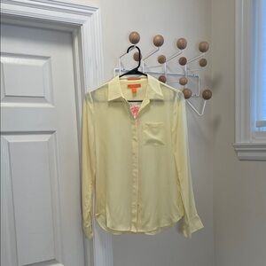 Joe Fresh - NWT Silk Casual Button Down Shirt - Yellow - XS
